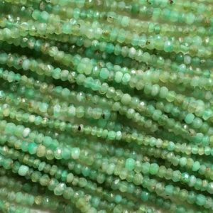 3.5-4mm Chrysoprase Micro Faceted Rondelle Beads, Green Chrysoprase Faceted Beads, Chrysoprase Beads For Jewelry (1ST To 5ST Options) | Natural genuine Gemstone jewelry. Buy crystal jewelry, handmade handcrafted artisan jewelry for women.  Unique handmade gift ideas. #jewelry #beadedjewelry #beadedjewelry #gift #shopping #handmadejewelry #fashion #style #product #jewelry #affiliate #ad