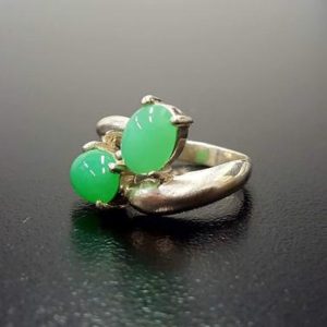 Shop Chrysoprase Rings! Chrysoprase Ring, Natural Chrysoprase, May Birthstone, Green Vintage Ring, 2 Stone Ring, Solid Silver Ring, Green Unique Ring, Chrysoprase | Natural genuine Chrysoprase rings, simple unique handcrafted gemstone rings. #rings #jewelry #shopping #gift #handmade #fashion #style #affiliate #ad