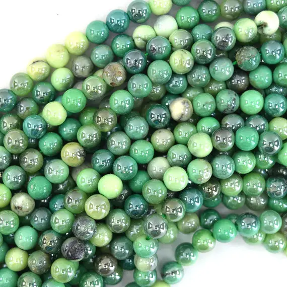 Mystic Titanium Green Chrysoprase Round Beads 15.5" Strand 6mm 8mm 10mm
