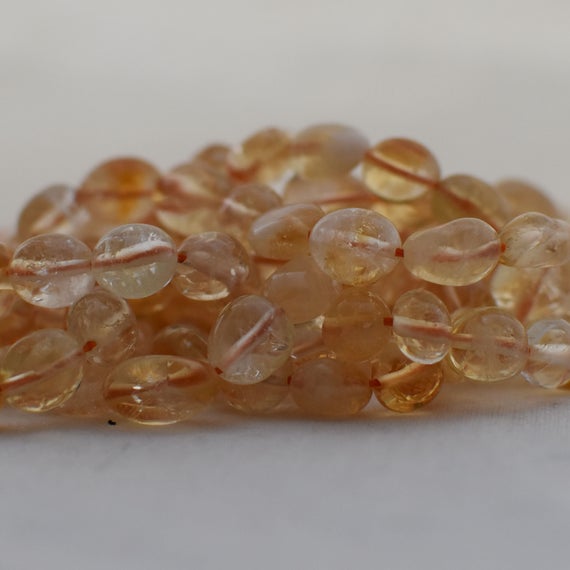 Heat Treated Citrine Semi-precious Gemstone Pebble Tumbled Stone Nugget Beads 7mm-10mm - 15" Strand
