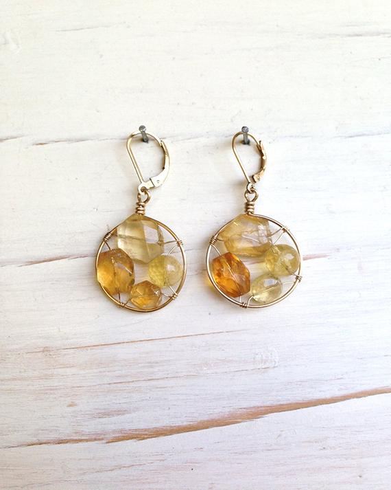 Citrine Earrings Citrine Frame Earrings Citrine Jewelry Gemstone Jewelry