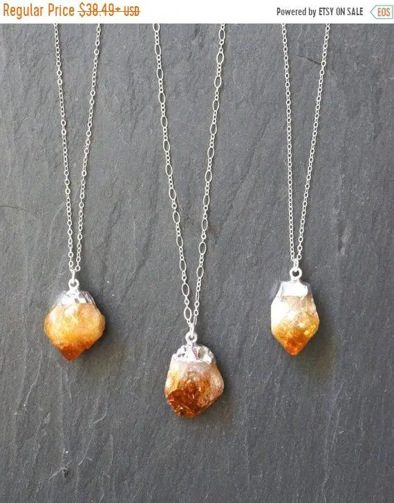 Silver Citrine Necklace / Citrine Crystal / Raw Citrine Necklace / November Birthstone / Citrine Jewelry / November Birthstone