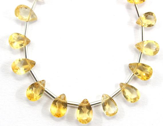 Aaa Quality 1 Strand Natural Citrine Gemstone, 28 Pieces Faceted Pear Shape Cut Stone Citrine, Size 4x7-5x8 Mm Citrine Cut Stone Wholesale