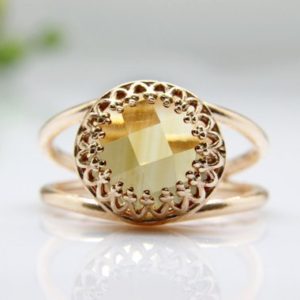 Citrine Ring · Rose Gold Ring · Gemstone Ring · November Birthstone · Rose Gold Citrine Jewelry · Vintage Ring | Natural genuine Citrine rings, simple unique handcrafted gemstone rings. #rings #jewelry #shopping #gift #handmade #fashion #style #affiliate #ad