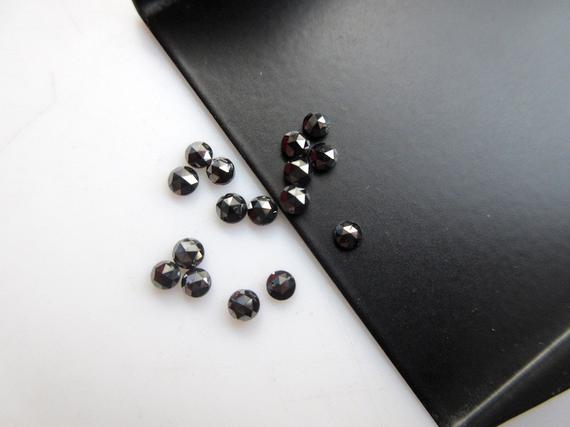 15 Pieces 1mm Black Round Rose Cut Diamond Loose Flat Back Cabochon, Calibrated Rose Cut Diamonds, Sku-rcd29