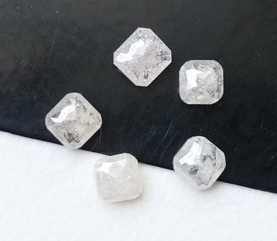 Cushion Cut Diamond For Engagement Rings/pendant, Rare 3.3-3.6mm Flat Back Faceted White Diamond, Natural White Cushion Shaped Diamond-ppd62