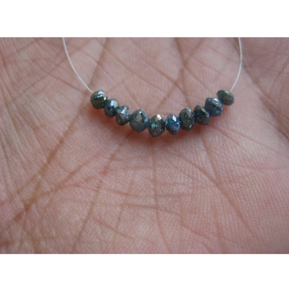 2 Beads/10 Beads  3mm Blue Diamonds Faceted Diamond Beads, Conflict Free Natural Diamonds Loose, Irradiated Blue Diamond Beads