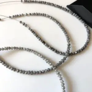 Shop Raw & Rough Diamond Beads! Rough Uncut Diamond Smooth Round Beads, Conflict Free Grey White Natural Raw Diamond Rondelle Beads, Loose Diamond Beads, DDS546/1/2/3 | Natural genuine beads Diamond beads for beading and jewelry making.  #jewelry #beads #beadedjewelry #diyjewelry #jewelrymaking #beadstore #beading #affiliate #ad