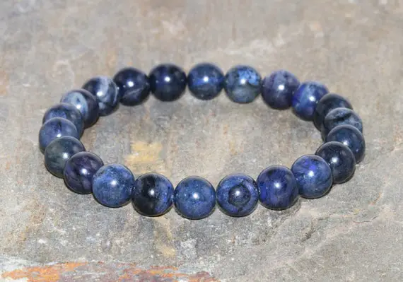 A Grade 8mm Dumortierite Bracelet, Throat Chakra Jewelry, Enhance Psychic Gifts - Speak Your Truth - Letting Go Of What No Longer Serves You