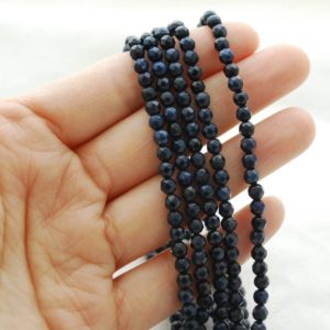 Shop Dumortierite Faceted Beads! High Quality Grade A Natural Dumortierite Semi-Precious Gemstone FACETED Round Beads – 4mm – 15" strand | Natural genuine faceted Dumortierite beads for beading and jewelry making.  #jewelry #beads #beadedjewelry #diyjewelry #jewelrymaking #beadstore #beading #affiliate #ad