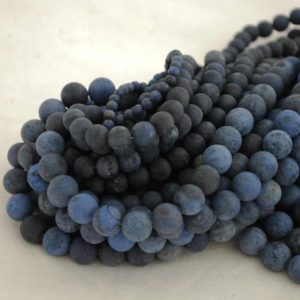 Shop Dumortierite Beads! High Quality Grade A Natural Dumortierite Semi-precious Gemstone FROSTED / MATTE Round Beads – 4mm, 6mm, 8mm, 10mm sizes – 15" strand | Natural genuine beads Dumortierite beads for beading and jewelry making.  #jewelry #beads #beadedjewelry #diyjewelry #jewelrymaking #beadstore #beading #affiliate #ad