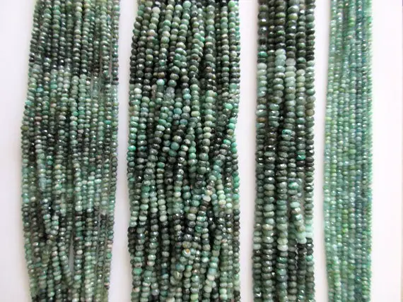 Natural Emerald Faceted Beads, Faceted Emerald Beads, 6mm/4.5mm/3.5mm Green Emerald Beads, Emerald Gemstone Beads, 13 Inch Strand, Gds1060