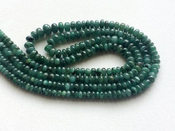 3mm - 4mm Emerald Plain Rondelle Beads, Emerald Plain Beads, Emerald Plain Beads For Jewelry, Original Emerald 7 Inches