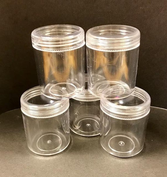 Five Clear Screw-top Bead Containers Many Uses