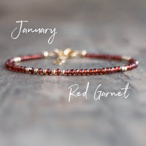 Garnet Bracelet, January Birthstone Bracelets For Women, Birthday Gifts For Her, Red Garnet Gemstone Jewelry
