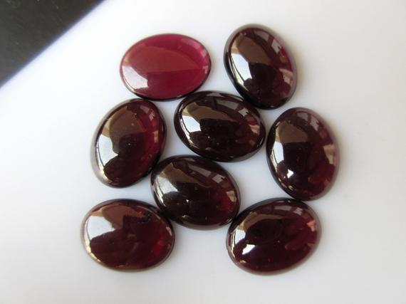 5 Pieces Smooth Oval Shaped Wine Red Garnet Loose Gemstone Cabochons Gds1047/2