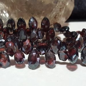 Shop Garnet Bead Shapes! Almandine Garnet Faceted Marquise Beads 9 In Strand, Natural Garnet, Briolettes Bead, Top Drilled,  Silvery Sheen | Natural genuine other-shape Garnet beads for beading and jewelry making.  #jewelry #beads #beadedjewelry #diyjewelry #jewelrymaking #beadstore #beading #affiliate #ad