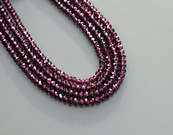 3 Mm Rhodolite Garnet Beads, Purple Garnet Faceted Beads, Garnet Rondelle Beads, Garnet Loose Beads For Jewelry Making,garnet Gemstone Beads