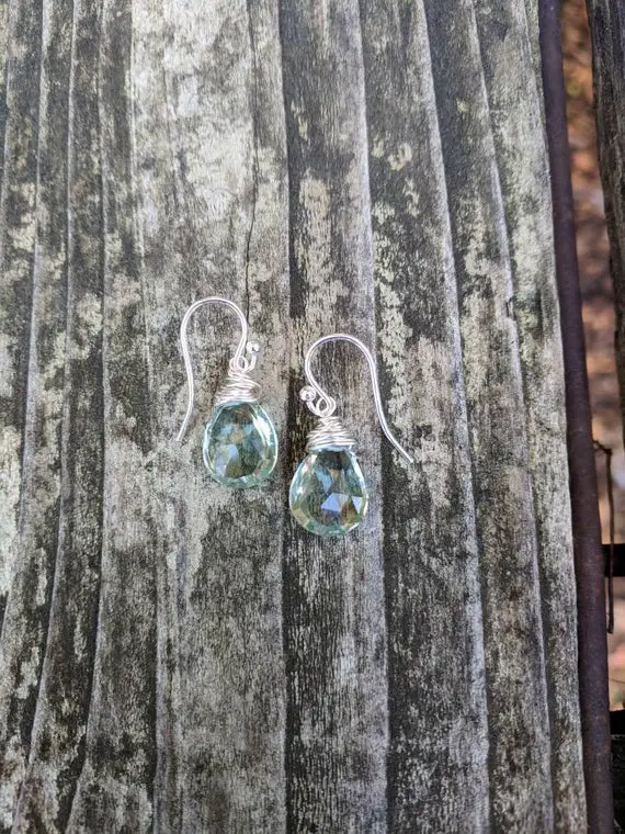 Green Amethyst Earrings. Your Choice Of Sterling Silver, Gold Filled, Or Rose Gold Filled.