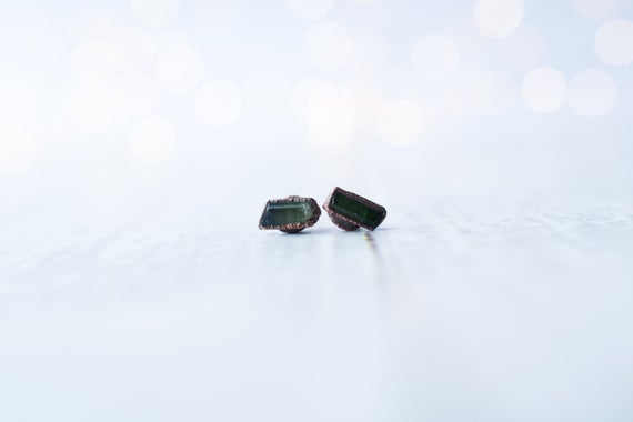 Tourmaline Earrings | Stud Earrings | Green Tourmaline Studs | Tourmaline Posts | Tiny Green Tourmaline Studs