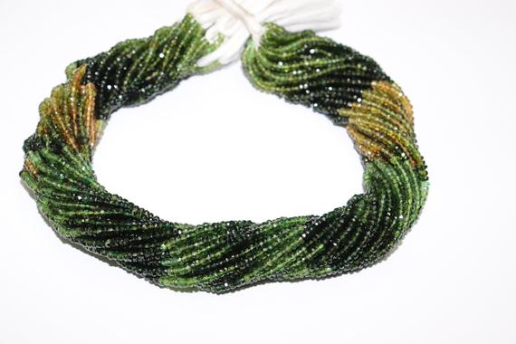 Aaa+ Green Tourmaline Shaded Faceted Rondelle Beads   3mm Tourmaline Faceted Beads   Green Tourmaline Rondelle Beads   Chrome Tourmaline
