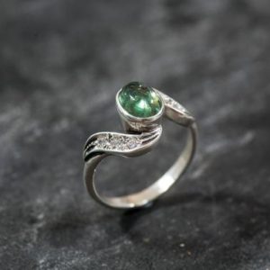 Shop Green Tourmaline Rings! Tourmaline Ring, Green Tourmaline, Vintage Ring, Natural Tourmaline, October Birthstone, Birthstone Ring, Solid Silver, Real Tourmaline | Natural genuine Green Tourmaline rings, simple unique handcrafted gemstone rings. #rings #jewelry #shopping #gift #handmade #fashion #style #affiliate #ad