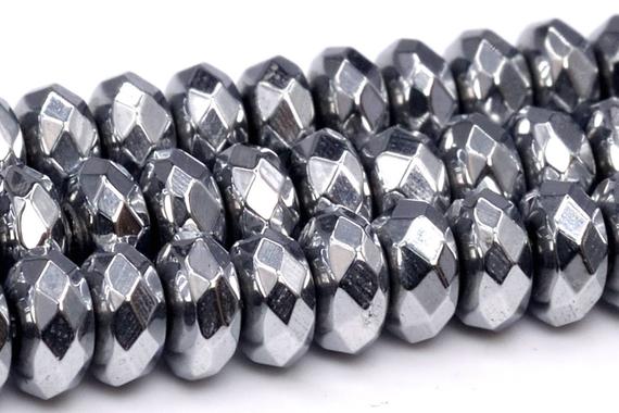 4x2mm Silver Hematite Beads Grade Aaa Natural Gemstone Faceted Rondelle Loose Beads 15" / 7" Bulk Lot Options (101669)