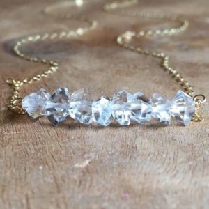 Herkimer Diamond Necklace, Raw Crystal Necklace, April Birthstone, Dainty Diamond Jewelry, Silver or Gold, Necklaces for Women Gift For Mom | Natural genuine Gemstone necklaces. Buy crystal jewelry, handmade handcrafted artisan jewelry for women.  Unique handmade gift ideas. #jewelry #beadednecklaces #beadedjewelry #gift #shopping #handmadejewelry #fashion #style #product #necklaces #affiliate #ad