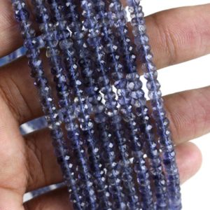Shop Iolite Faceted Beads! Best quality 13 " Long 1 Strand Natural Iolite Gemstone, Rondelle Faceted Beads Size 4-4.5 MM Making Faceted Blue Jewelry  Wholesale Price | Natural genuine faceted Iolite beads for beading and jewelry making.  #jewelry #beads #beadedjewelry #diyjewelry #jewelrymaking #beadstore #beading #affiliate #ad