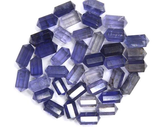 5 Pieces Natural Iolite Gemstone ,faceted Double Point Pencil Shape Faceted Beads, Size 5x10 Mm Iolite Pencil Making Blue Jewelry Wholesale