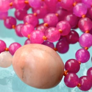 Shop Jade Necklaces! 108 Pink Jade Prayer Beads Hand Knotted Mala Beads Necklace -Heart Chakra Self Healer For Stress Relief, Abundance, Spiritual Powers | Natural genuine Jade necklaces. Buy crystal jewelry, handmade handcrafted artisan jewelry for women.  Unique handmade gift ideas. #jewelry #beadednecklaces #beadedjewelry #gift #shopping #handmadejewelry #fashion #style #product #necklaces #affiliate #ad
