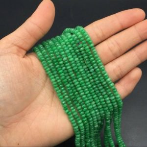 Shop Green Jade Beads! 2x4mm Gemstone Rondelle Beads Green Dyed Jade Rondelle Beads 4x2mm Tiny Jade Spacers Rondelles Jewelry Beads Supplies 15.5"/Strand | Natural genuine beads Jade beads for beading and jewelry making.  #jewelry #beads #beadedjewelry #diyjewelry #jewelrymaking #beadstore #beading #affiliate #ad
