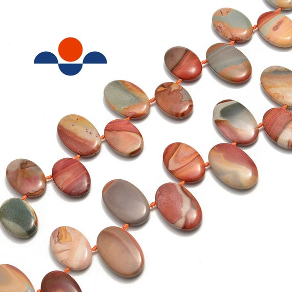 Polychrome Jasper Oval Shape Beads 20-22mm X 30-36mm 15.5" Strand