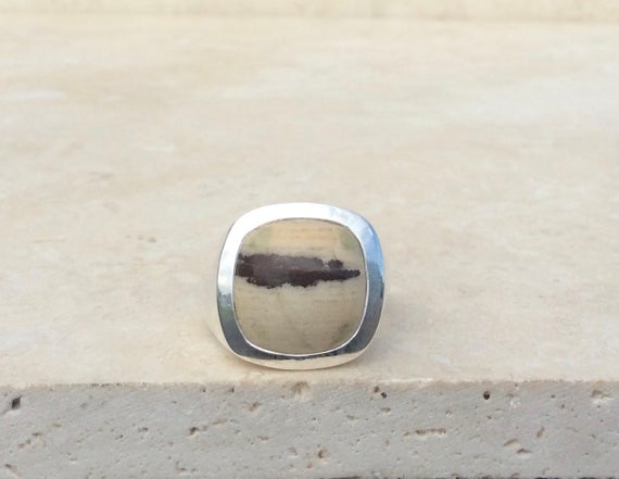 Large Gemstone Silver Ring, Gift For Husband Or Boyfriend, Mens Gemstone Silver Ring, Large Jasper Ring