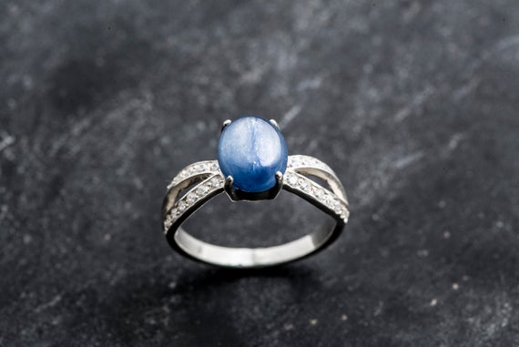 Blue Kyanite Ring, Kyanite Ring, Natural Blue Kyanite, African Kyanite, Promise Ring, Vintage Rings, Solid Silver Ring, Blue Ring, Kyanite
