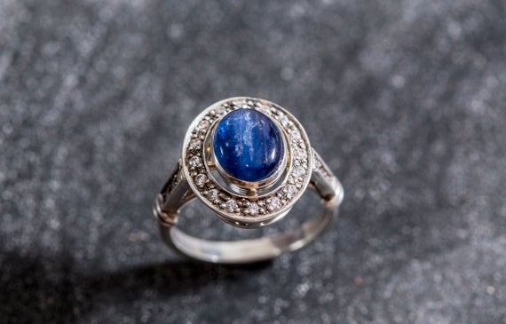 Real Kyanite Ring, Blue Kyanite Ring, Natural Kyanite, Vintage Rings, Blue Ring, African Kyanite, Natural Stone, Solid Silver Ring, Kyanite