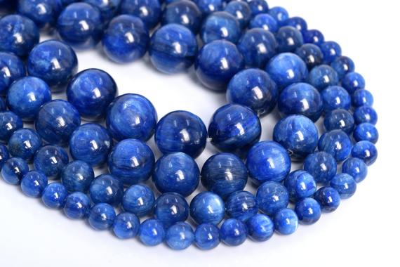 Genuine Natural Kyanite Loose Beads South Africa Grade Aaa Round Shape 6mm 7mm 8mm 9mm 10mm 11mm 12-13mm