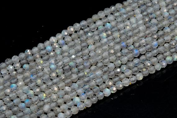 Genuine Natural Light Gray Labradorite Loose Beads Madagascar Grade Aaa Faceted Round Shape 2mm 3mm 3-4mm