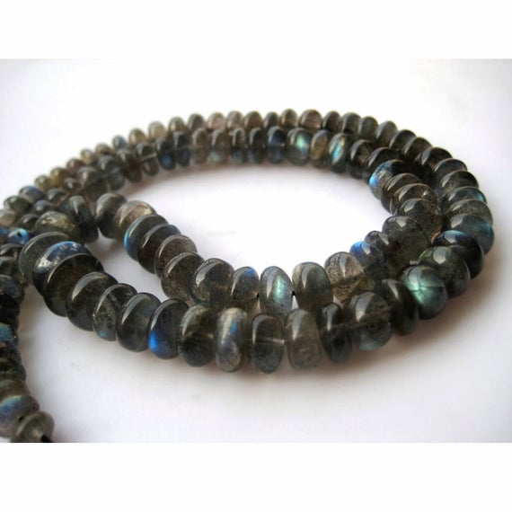 Labradorite Beads, Blue Fire Gem Stone, 6mm To 10mm  Beads, Rondelle Beads, Gemstone Beads, 7 Inch Half Strand
