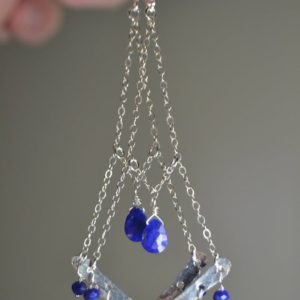 Shop Lapis Lazuli Earrings! Long Lapis Lazuli Chandelier Earrings In Sterling Silver, 14k Gold / / Statement Earrings / / December Birthstone / / 9th Anniversary / / Dainty | Natural genuine Lapis Lazuli earrings. Buy crystal jewelry, handmade handcrafted artisan jewelry for women.  Unique handmade gift ideas. #jewelry #beadedearrings #beadedjewelry #gift #shopping #handmadejewelry #fashion #style #product #earrings #affiliate #ad