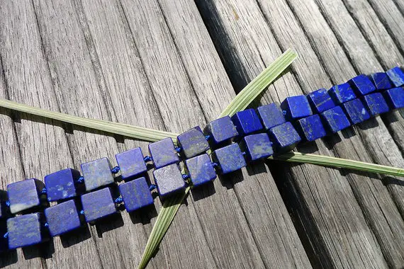 Lapis Lazuli Cube Beads 8.5-10.5mm (etb00788) Matte Beads/unique Jewelry/vintage Jewelry/gemstone Necklace
