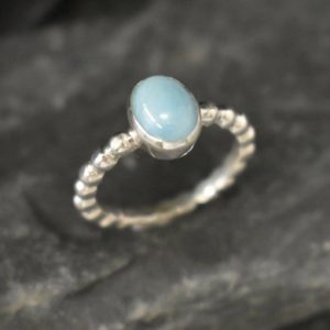 Shop Larimar Rings! Larimar Ring, Natural Larimar, March Birthstone, Solitaire Ring, Blue Dainty Ring, Blue Vintage Ring, Jewel of Atlantis, Solid Silver Ring | Natural genuine Larimar rings, simple unique handcrafted gemstone rings. #rings #jewelry #shopping #gift #handmade #fashion #style #affiliate #ad