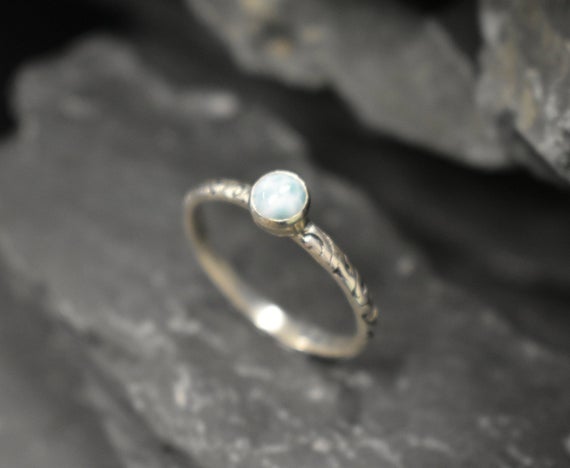 Larimar Ring, Natural Larimar, March Birthstone, Blue Solitaire Ring, Blue Vintage Ring, Jewel Of Atlantis, Promise Ring, Solid Silver Ring