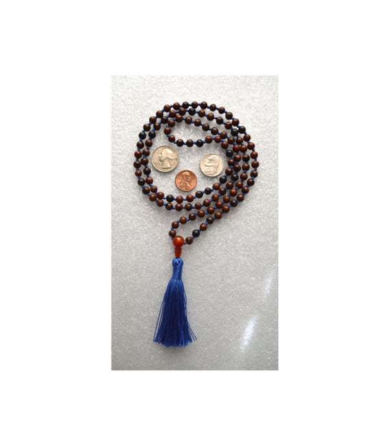 Mens Mahogany Black Obsidian 108 Mala Necklace /mens Mala Beads /mens Yoga Jewelry/meditation Gifts /knotted Japa Mala / Mens Giftschristmas