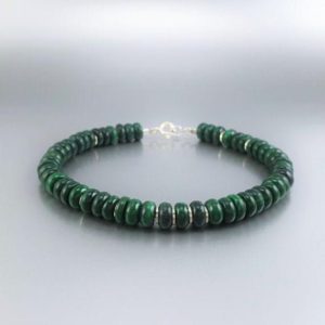 Shop Malachite Bracelets! Bracelet green Malachite and silver unique gift for her or him genuine natural gemstone polished buttons gift boyfriend girlfriend | Natural genuine Malachite bracelets. Buy crystal jewelry, handmade handcrafted artisan jewelry for women.  Unique handmade gift ideas. #jewelry #beadedbracelets #beadedjewelry #gift #shopping #handmadejewelry #fashion #style #product #bracelets #affiliate #ad