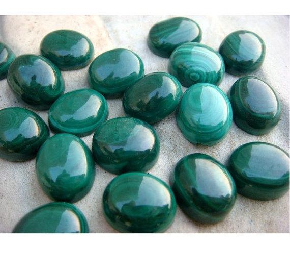 12x10mm Malachite Oval Cabachon, Oval Calibrated Malachite Cabachon, Green Malachite Cabochon, Malachite For Jewelry (5pcs To 20pcs Options)