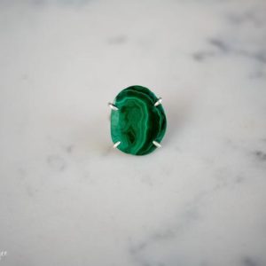 Shop Malachite Rings! Malachite statement ring. Malachite gemstone ring. sterling silver ring. size 6 | Natural genuine Malachite rings, simple unique handcrafted gemstone rings. #rings #jewelry #shopping #gift #handmade #fashion #style #affiliate #ad