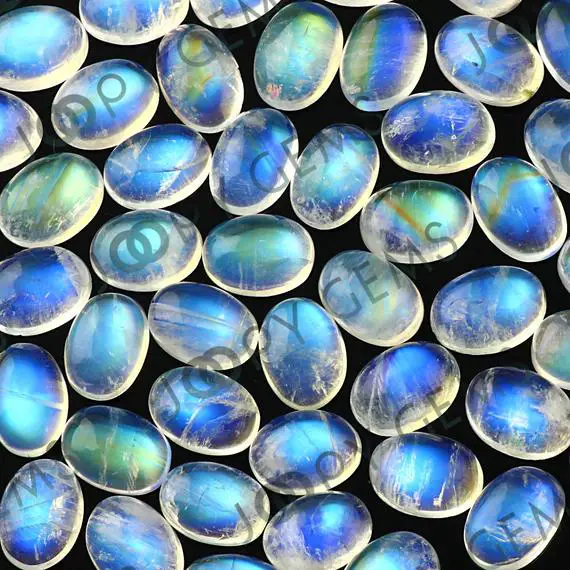 Rainbow Moonstone Cabochon 7x5mm Oval Ab Grade - Per Stone