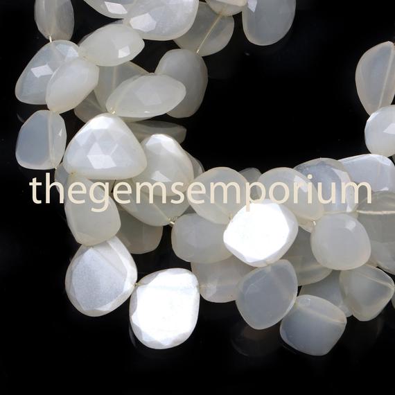 White Moonstone Faceted Table Cut Nugget Shape Beads, Moonstone Nugget Shape Beads, White Moonstone Faceted Beads, White Moonstone Beads