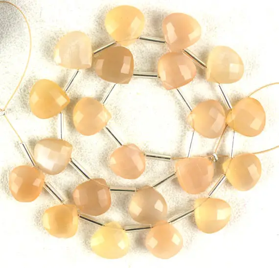 Best Quality 1 Strand Natural Peach Moonstone Faceted Heart,10 Mm,moonstone Beads,21 Pieces,making Jewlry,moonstone Gemstone,wholesale Price